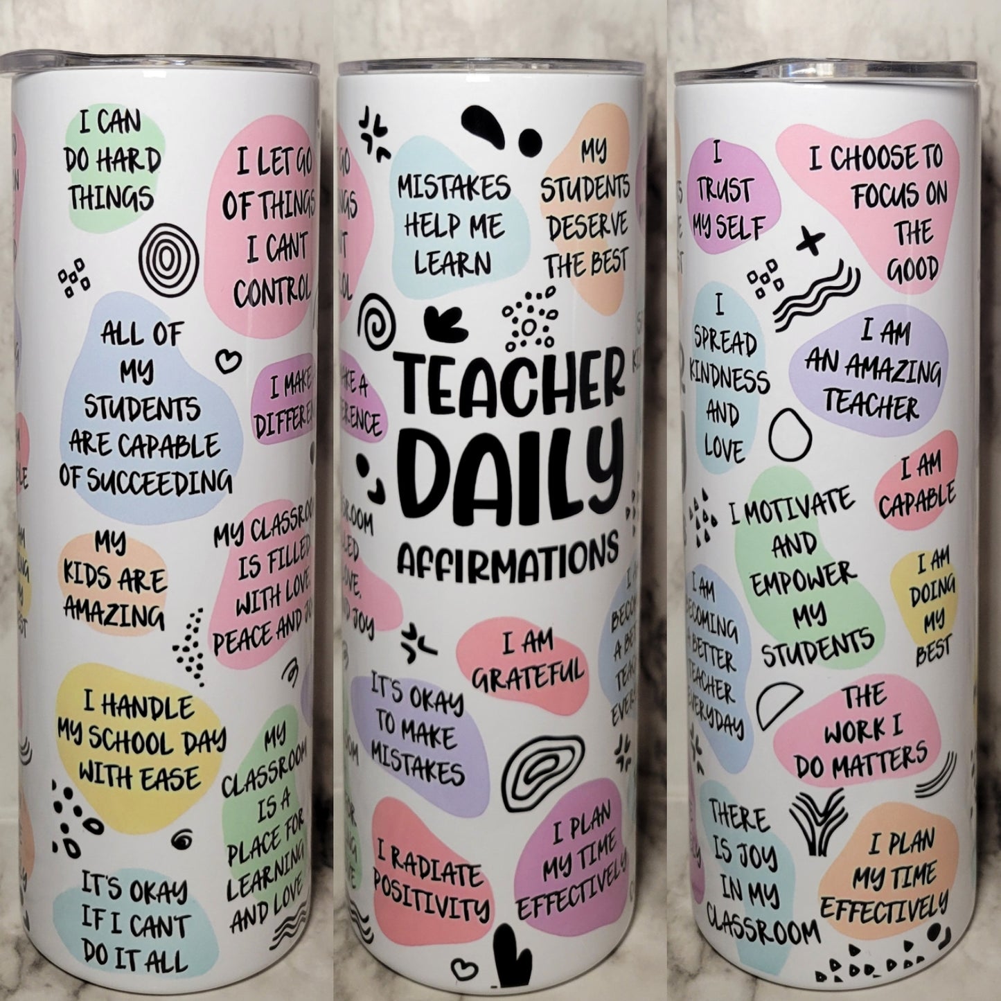 Teacher Daily Affirmations - 20oz Stainless Steel Tumbler