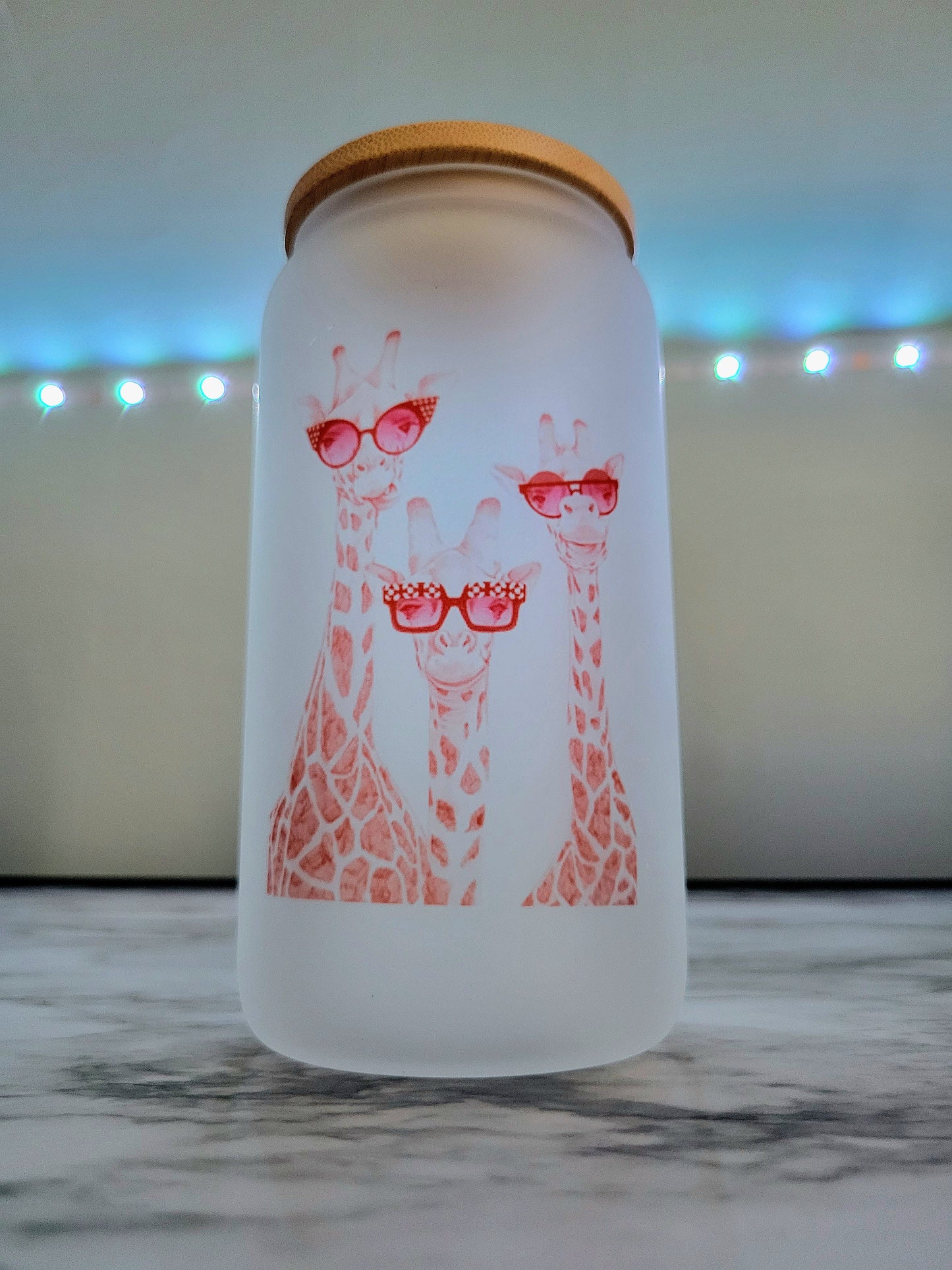 3 Sassy Giraffes - 16 oz Frosted Glass Tumbler