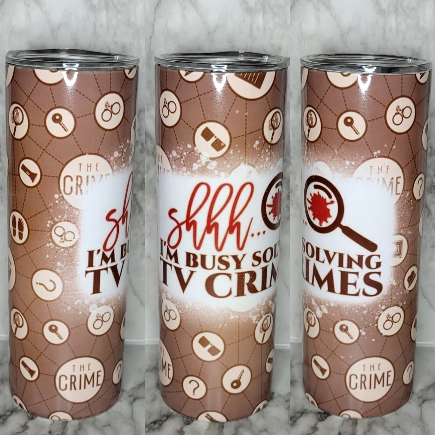 Busy Solving TV Crimes - 20oz Skinny Stainless Steel Tumbler
