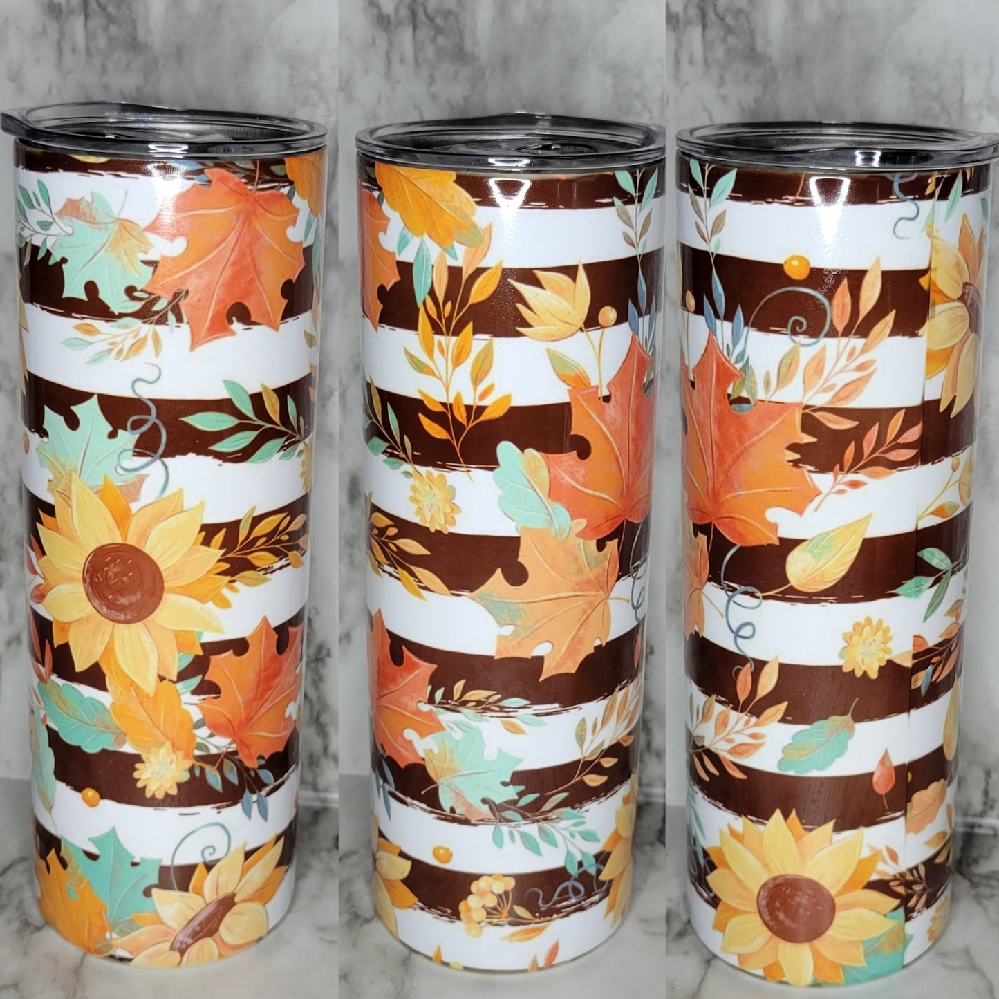 Striped Fall - 20oz Skinny Srainless Steel Insulated Tumbler