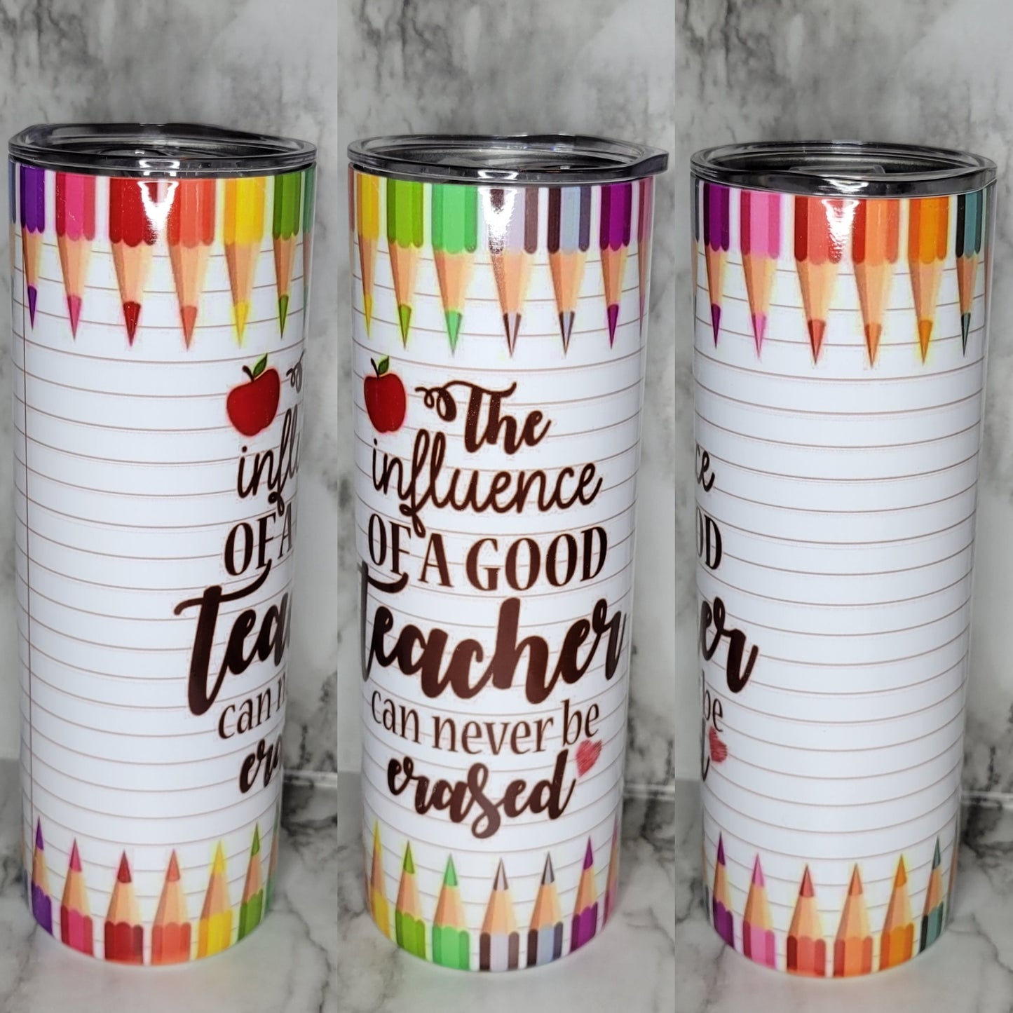 The Influence Of A Good Teacher - 20 oz Skinny Stainless Steel Insulated Tumbler
