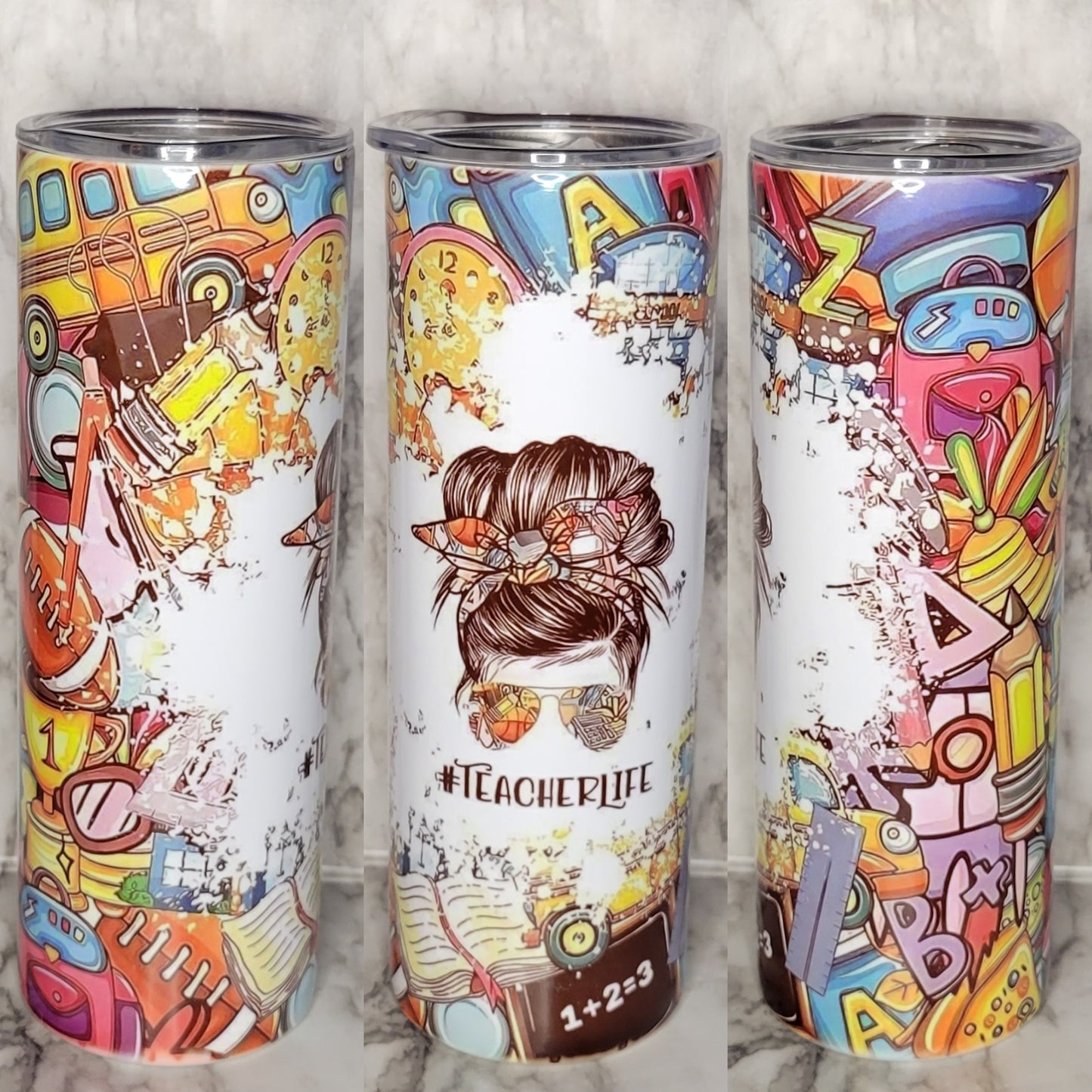 #Teacherlife - 20oz Skinny Stainless Steel Tumbler