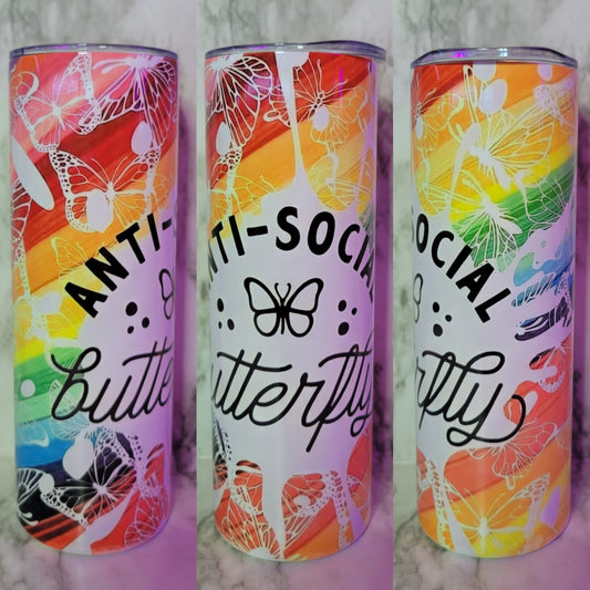 Anti-Social Butterfly - 20oz Skinny Stainless Steel Insulated Tumbler